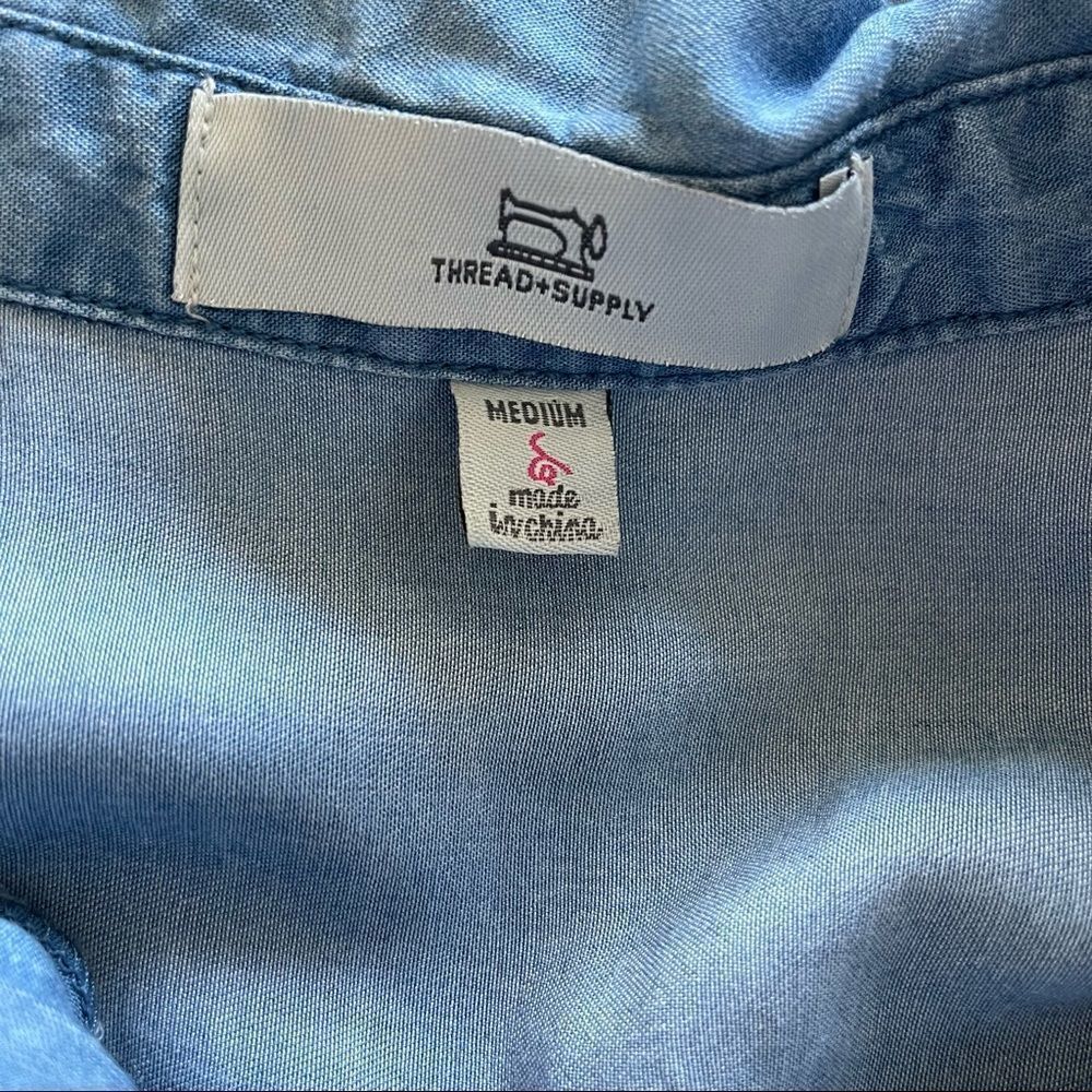 Thread + Supply Short Sleeve Chambray Shift Dress - image 4